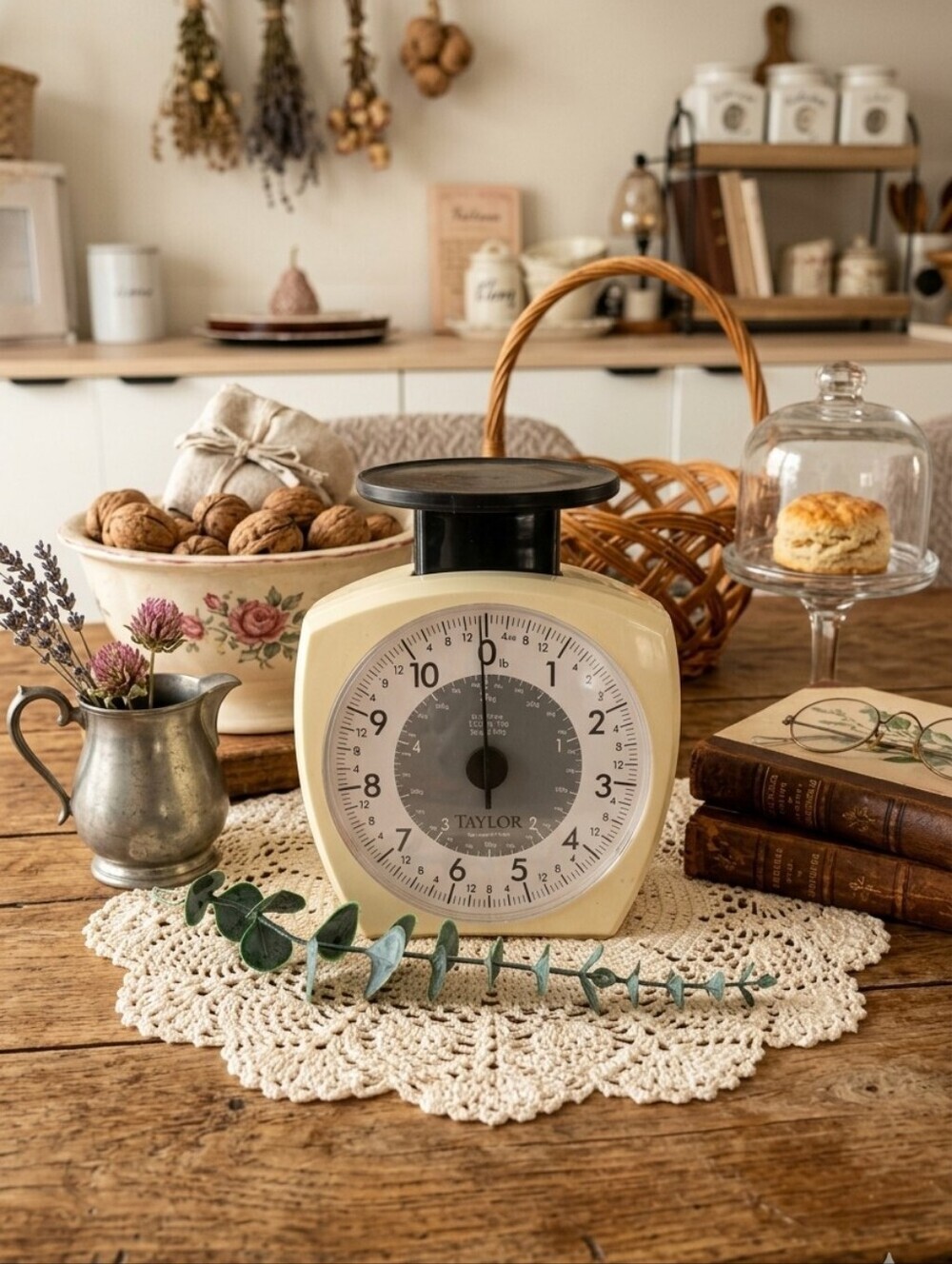 Taylor Cream Kitchen Scale with Black Dial